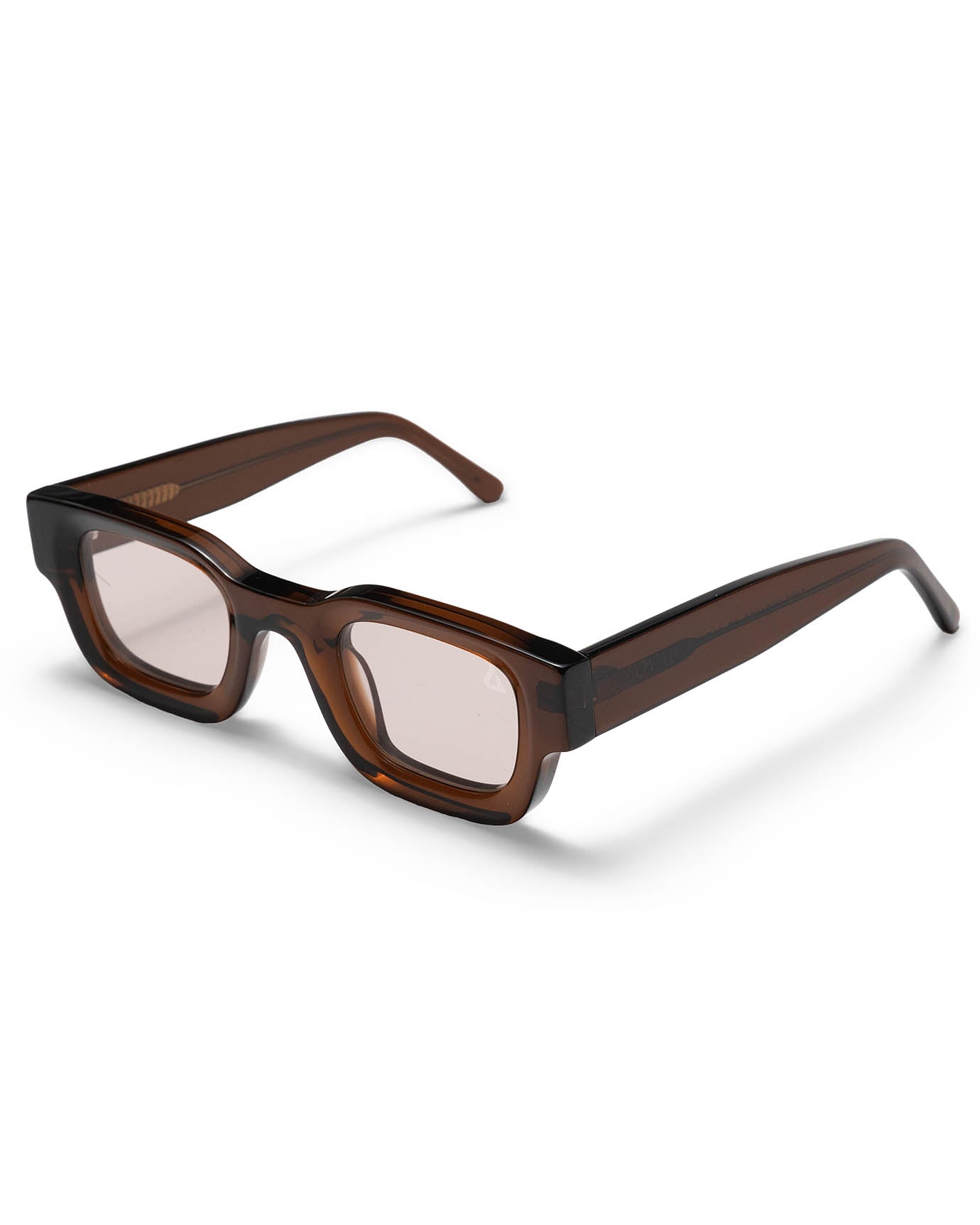 Amber Brown Geometric Rectangular Sunglasses