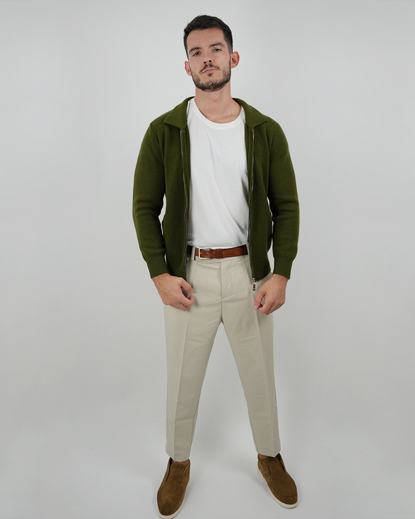 LOVAU Cashmere Blend Cardigan Jacket - Green