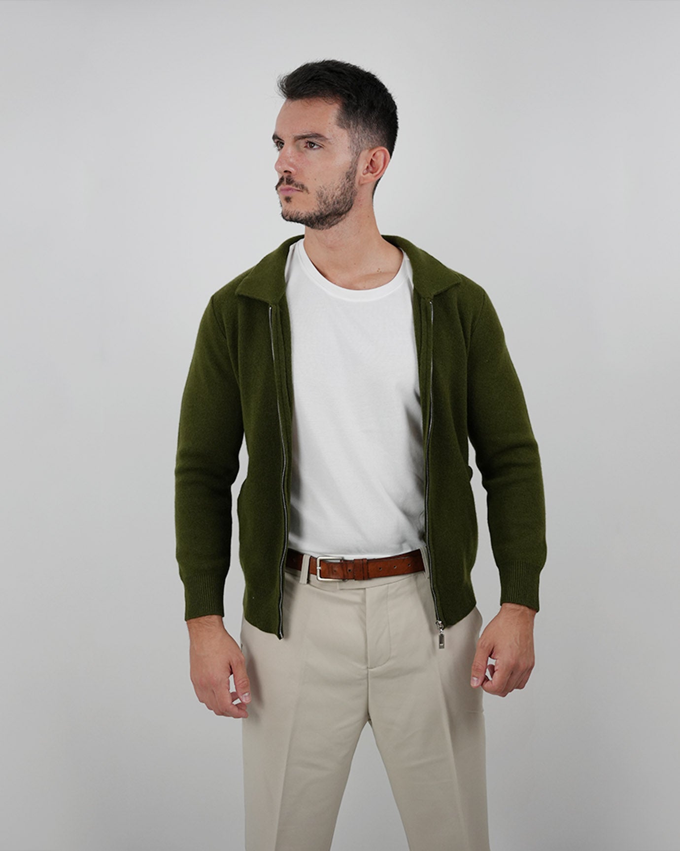 LOVAU Cashmere Blend Cardigan Jacket - Green