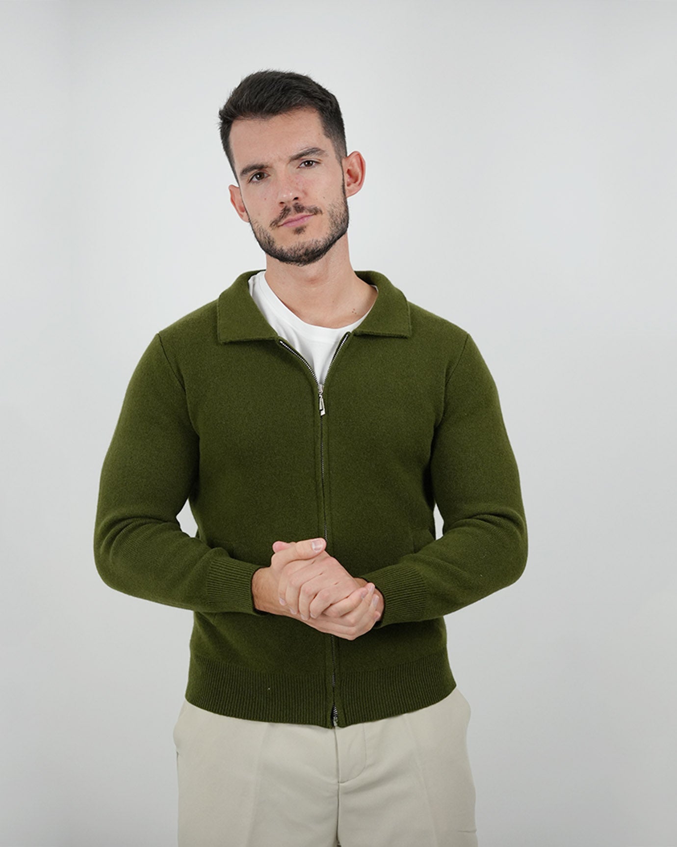 LOVAU Cashmere Blend Cardigan Jacket - Green