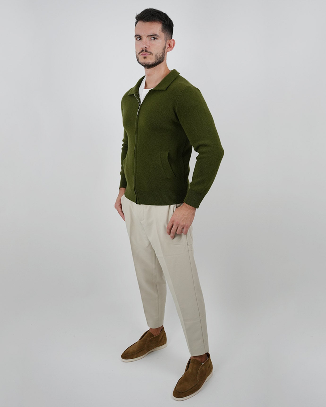 LOVAU Cashmere Blend Cardigan Jacket - Green