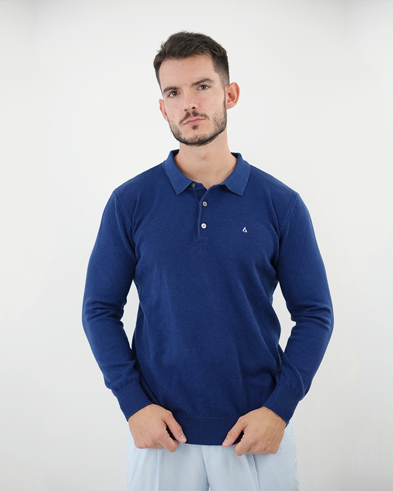 LOVAU COTTON WOOL OLD MONEY POLO - NAVY BLUE