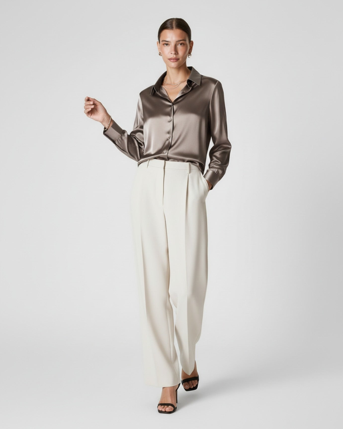 Premium Mulberry Silk Shirt Woman Heavyweight Satin Silk