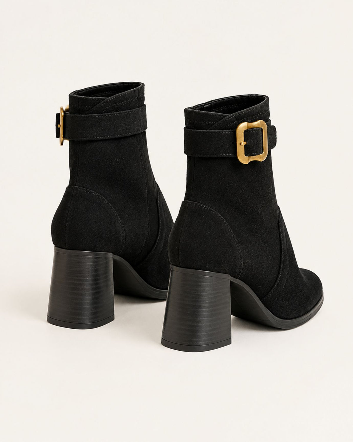 Suede Leather Square-Toe Ankle Boots