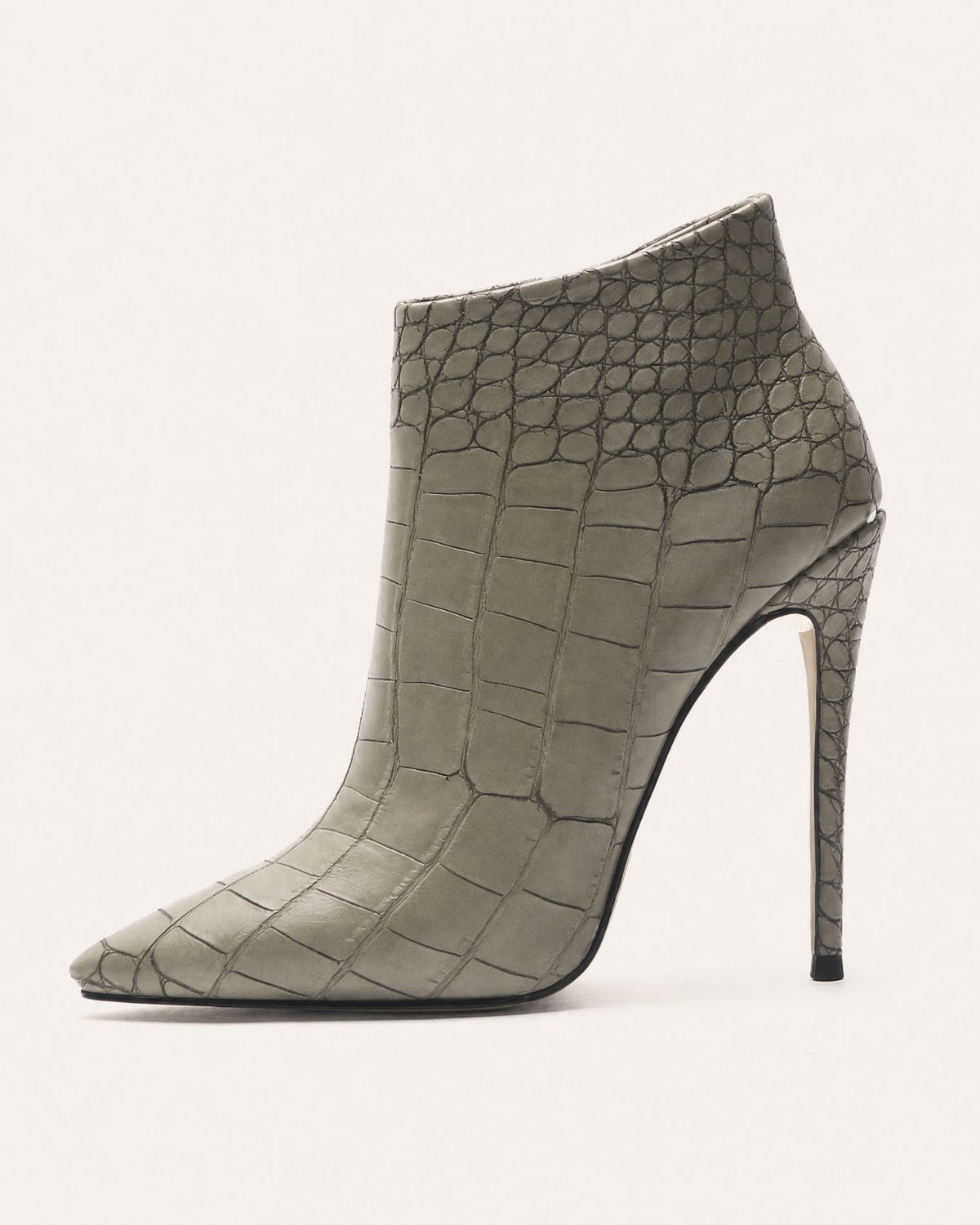 Pointed-Toe Stiletto Booties with Side Zip