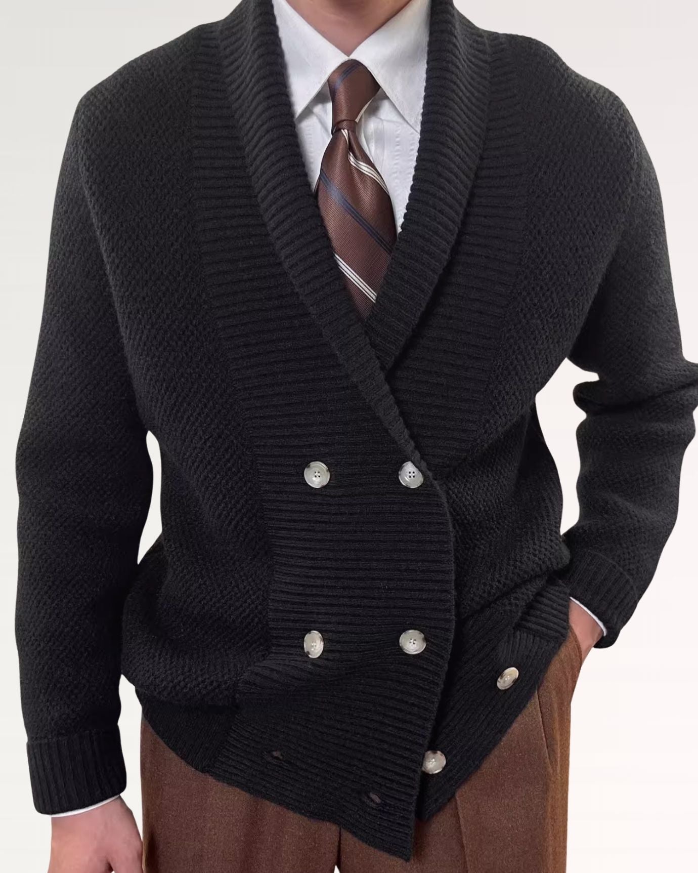 Heavyweight Cardigan knitted jacket Black