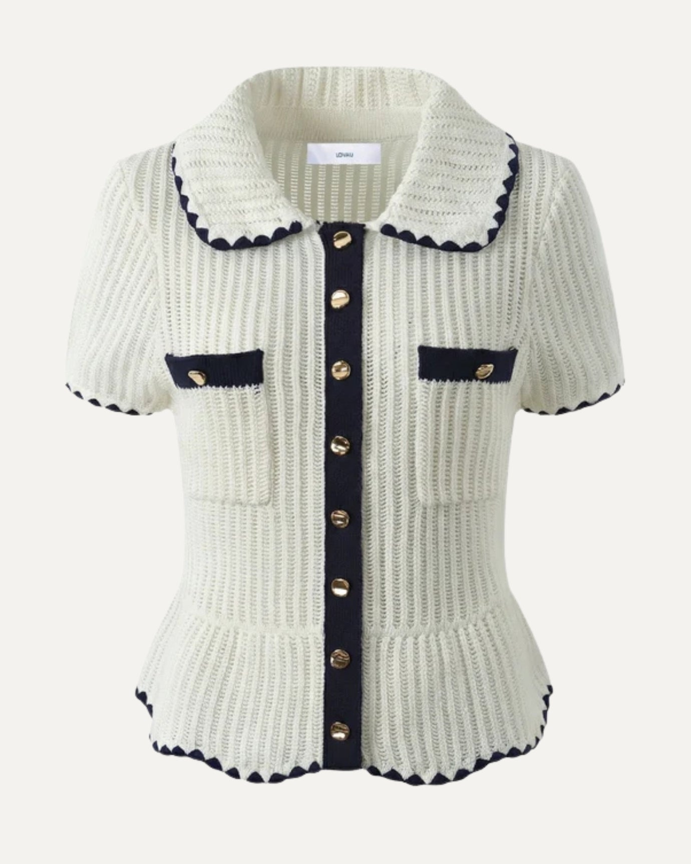 Short-sleeve knit top in soft cashmere with elegant refined fit and neutral palette