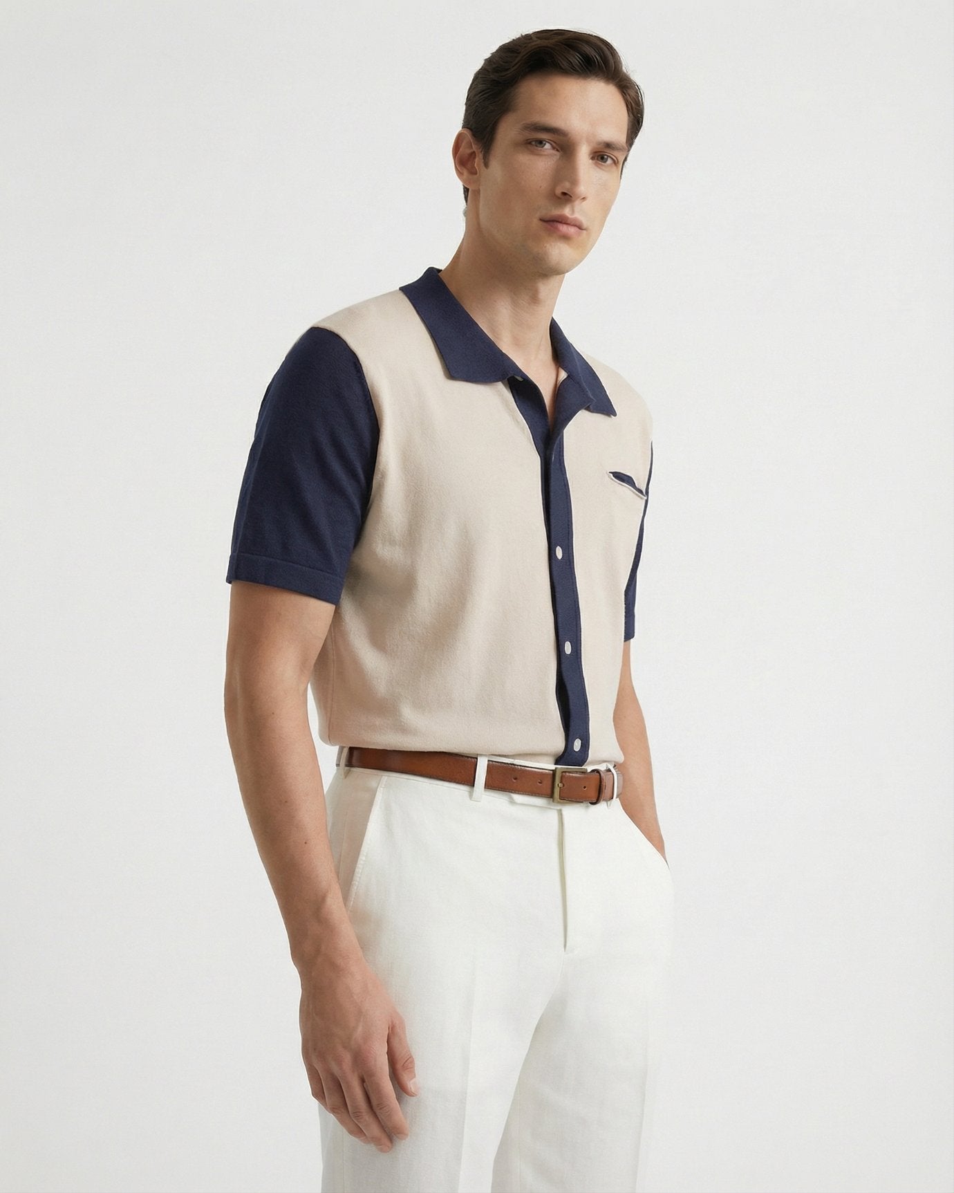 Tibetan Polo Collar Knitted Shirt