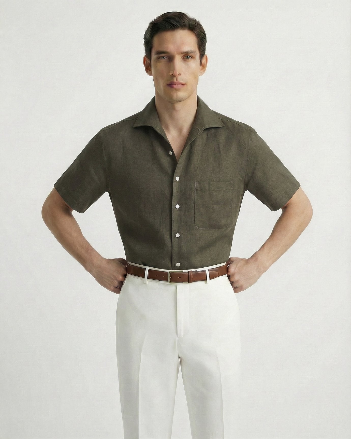 Milano Linen Dark Green Shirt