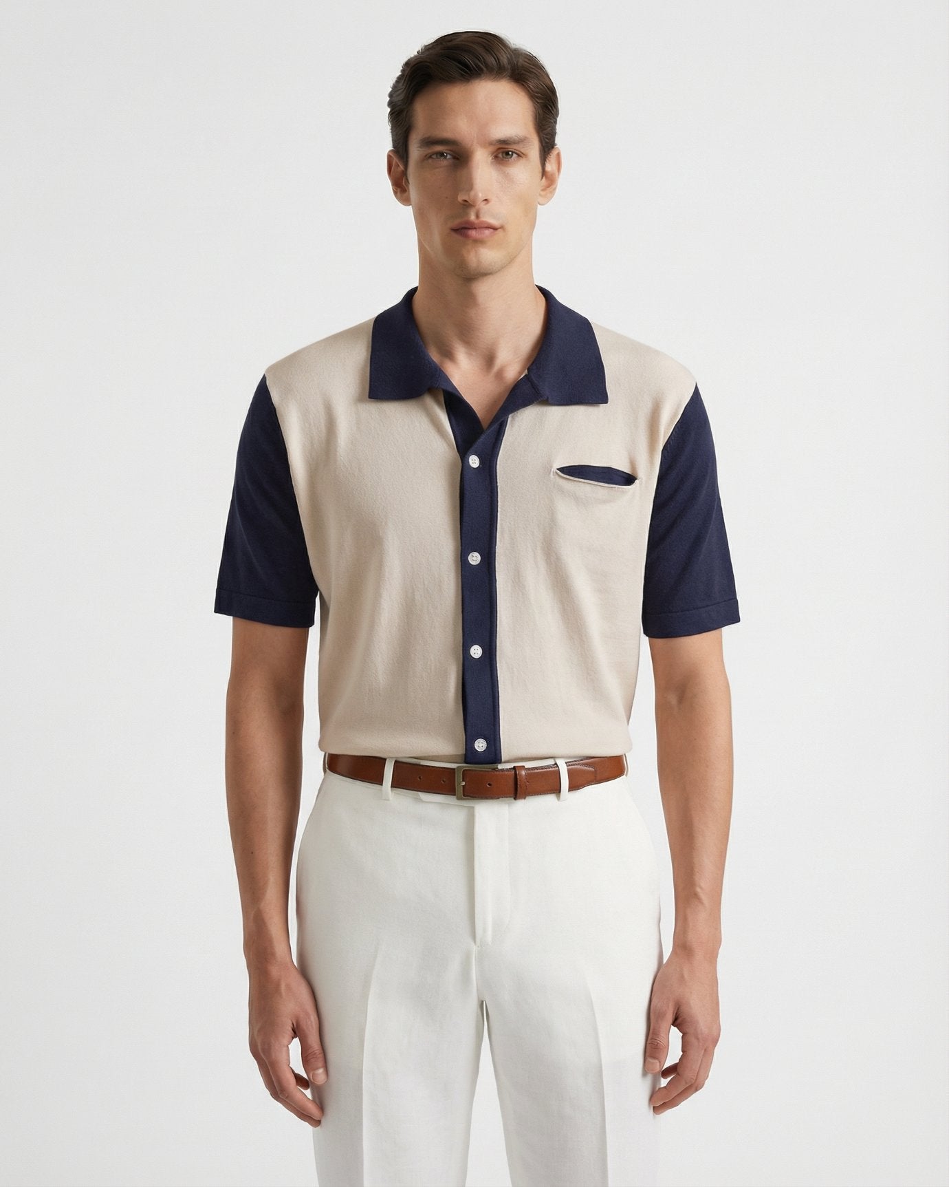 Tibetan Polo Collar Knitted Shirt