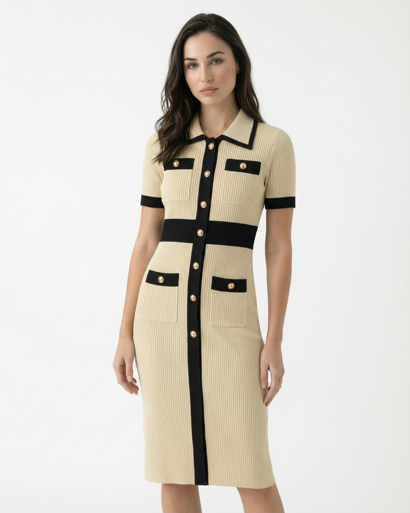 Old Money Ice Silk Kleid Kurzarm