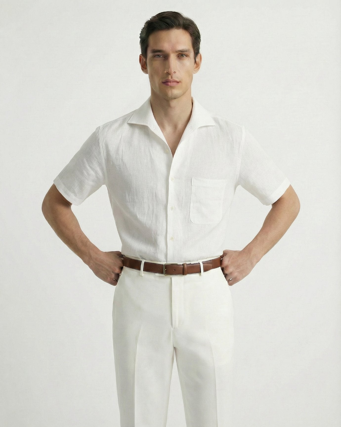 Milano Linen Cotton White Shirt