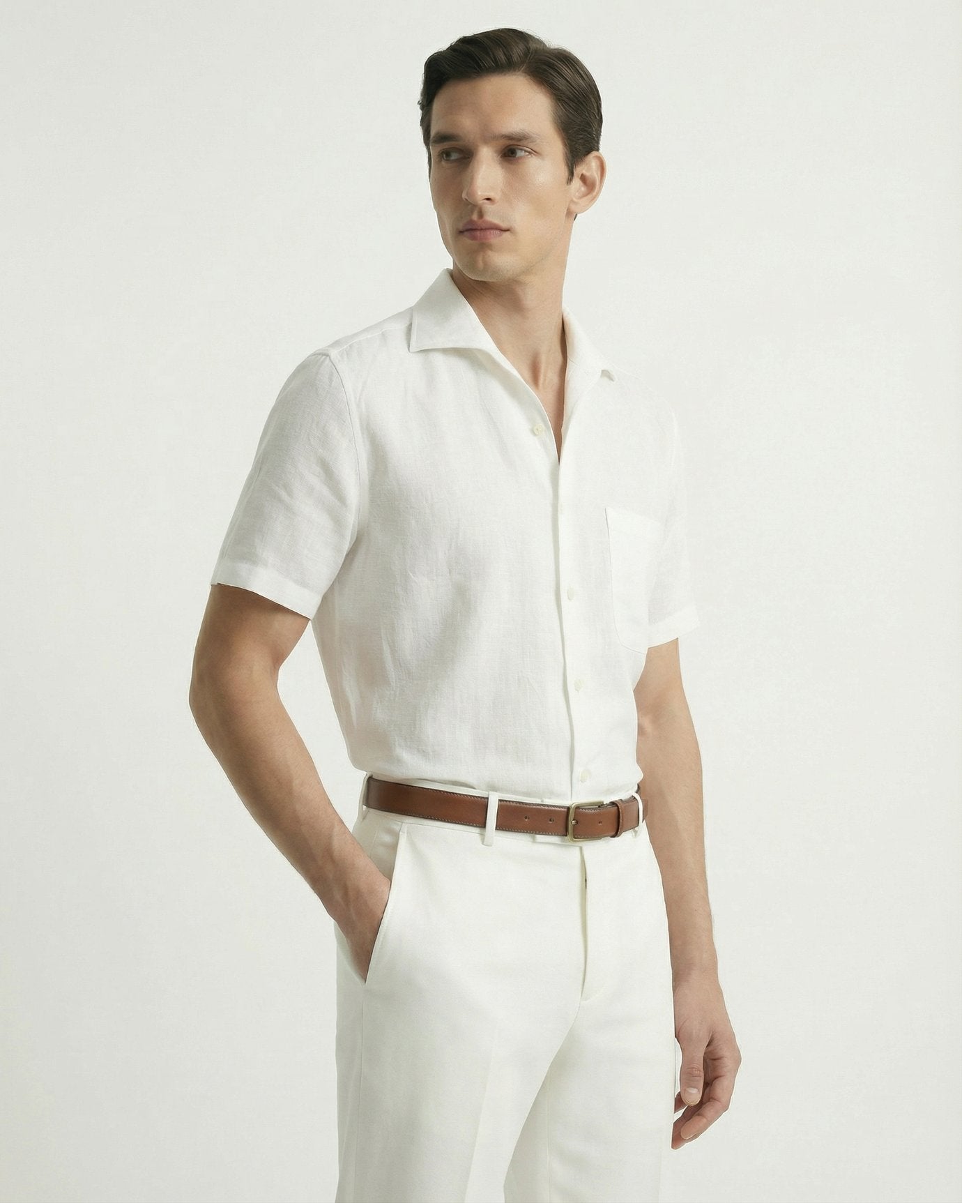 Milano Linen Cotton White Shirt