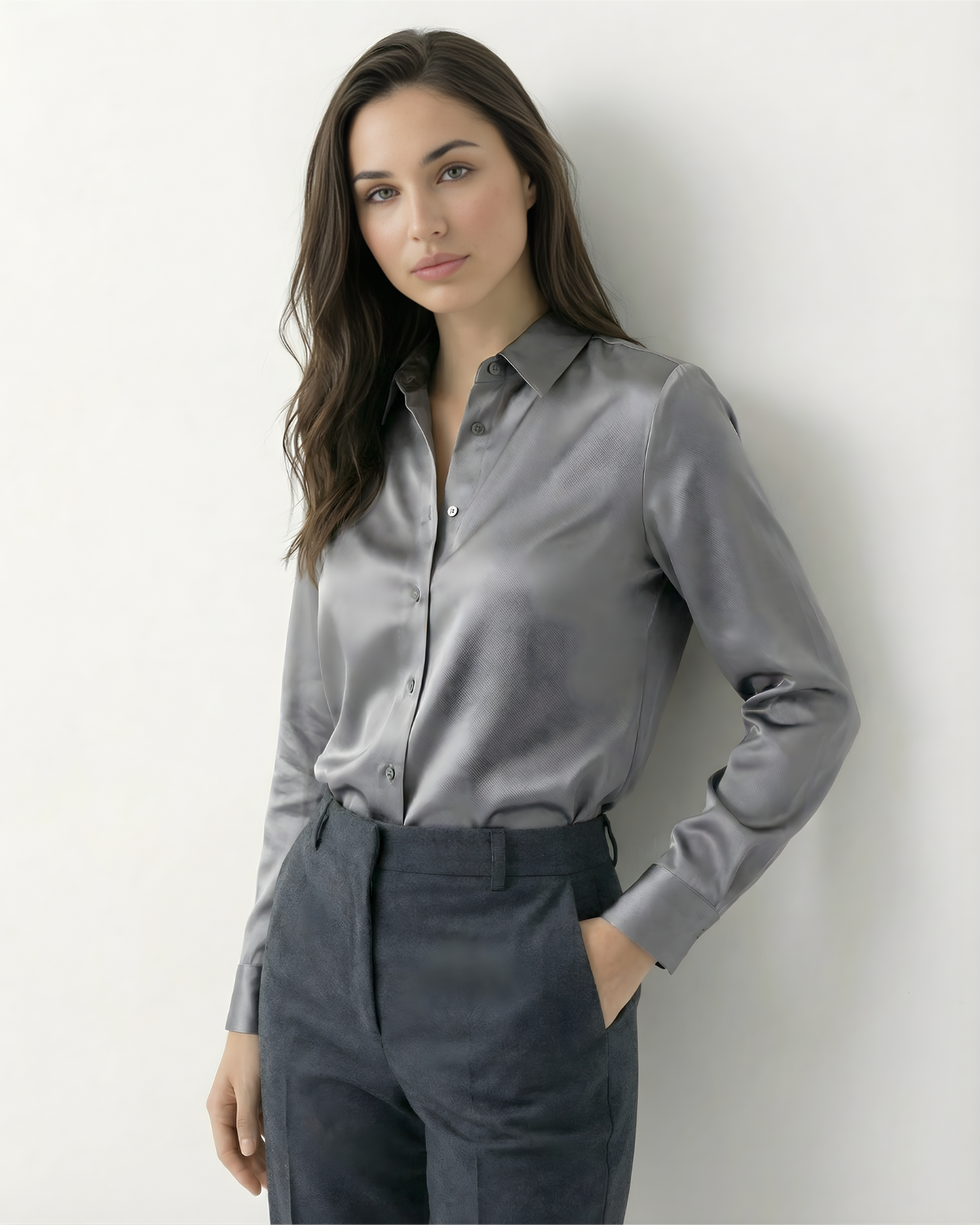 Premium Mulberry Silk Shirt Woman Heavyweight Satin Silk