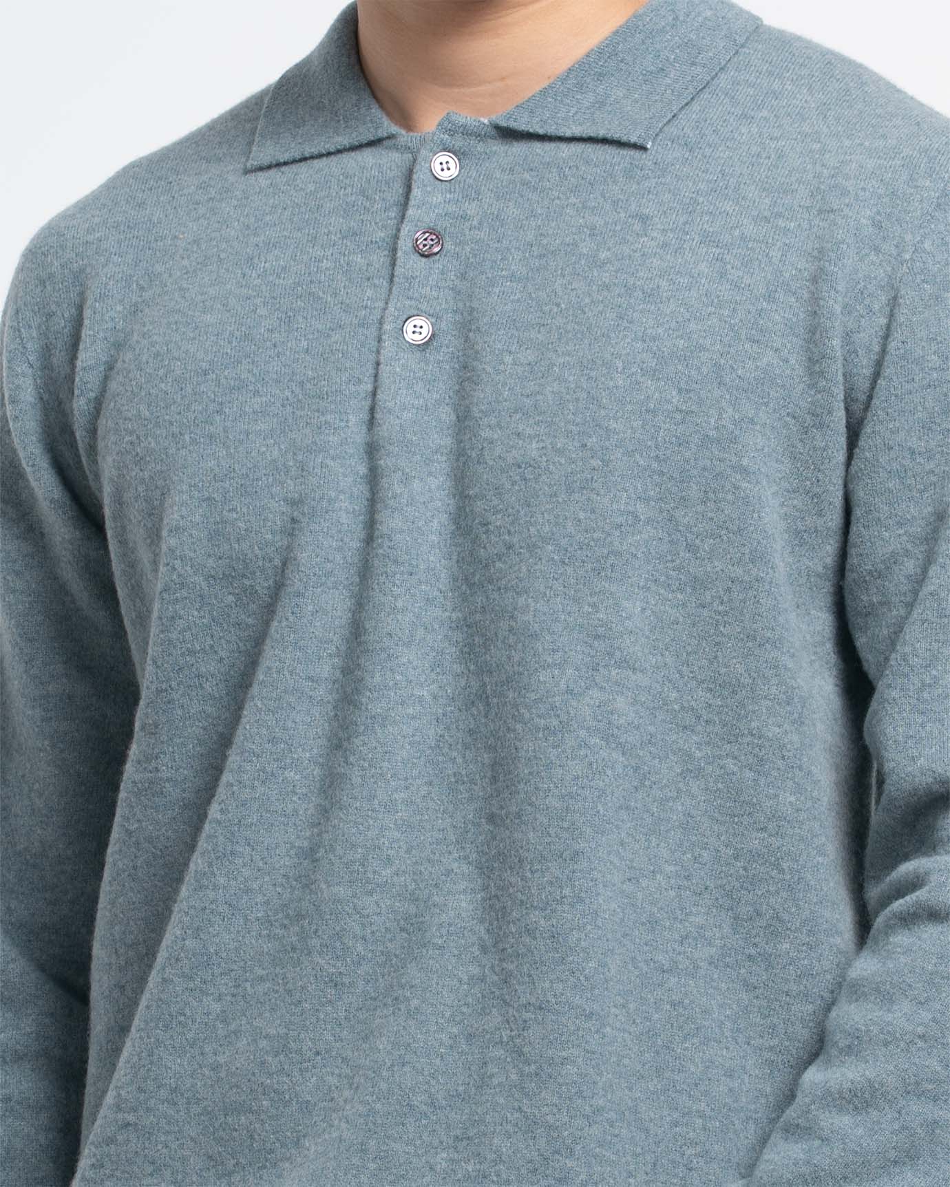 Men’s polo shirt in grayish green cashmere