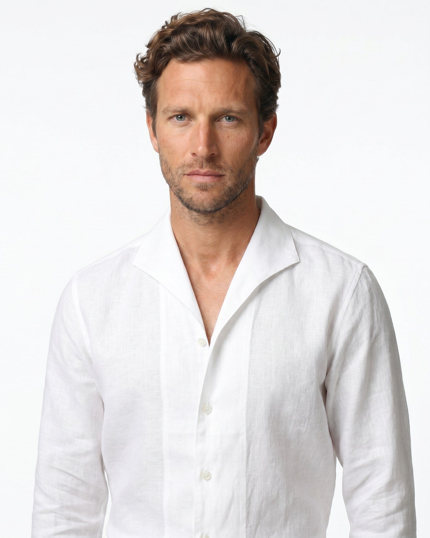 Marbella Square Collar Linen Shirt