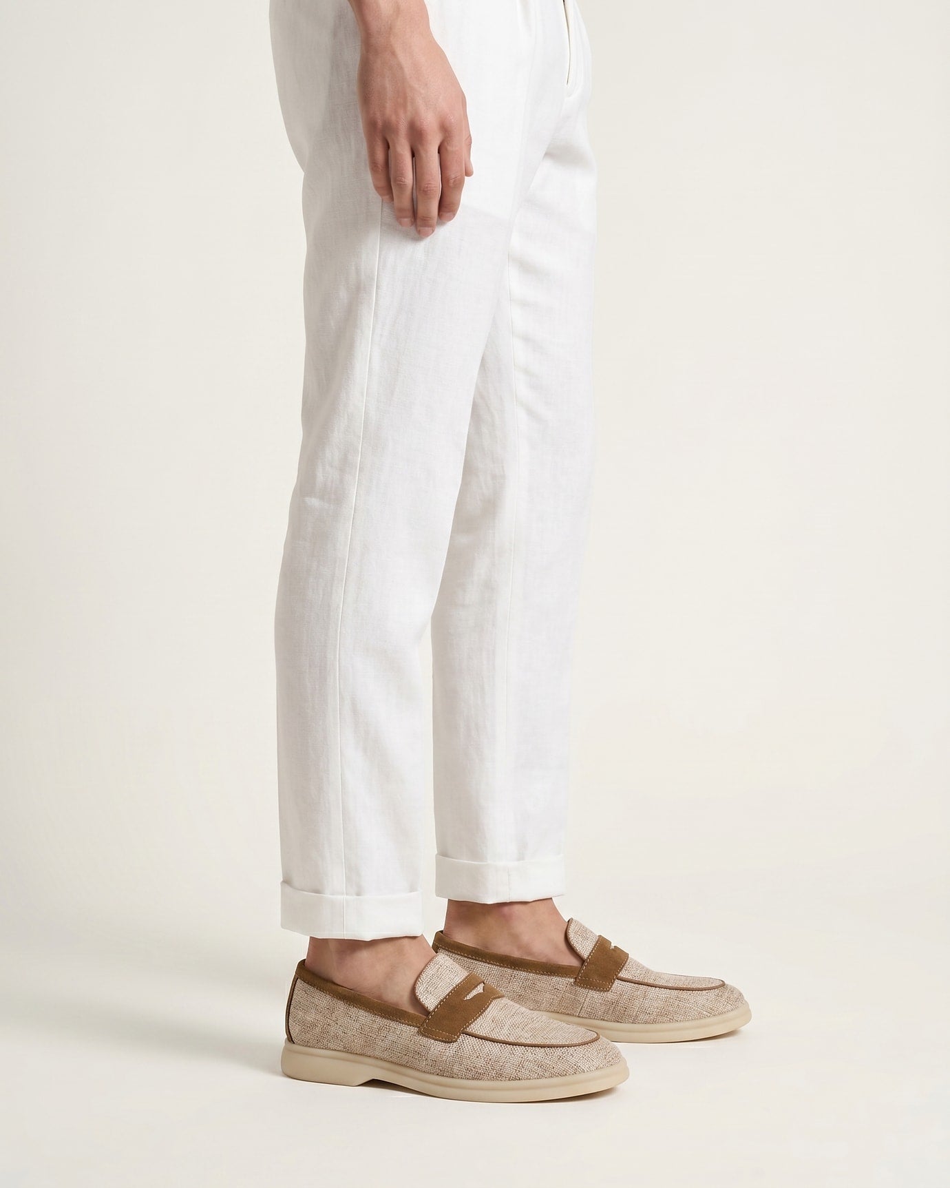 Retro Linen Leather Loafers