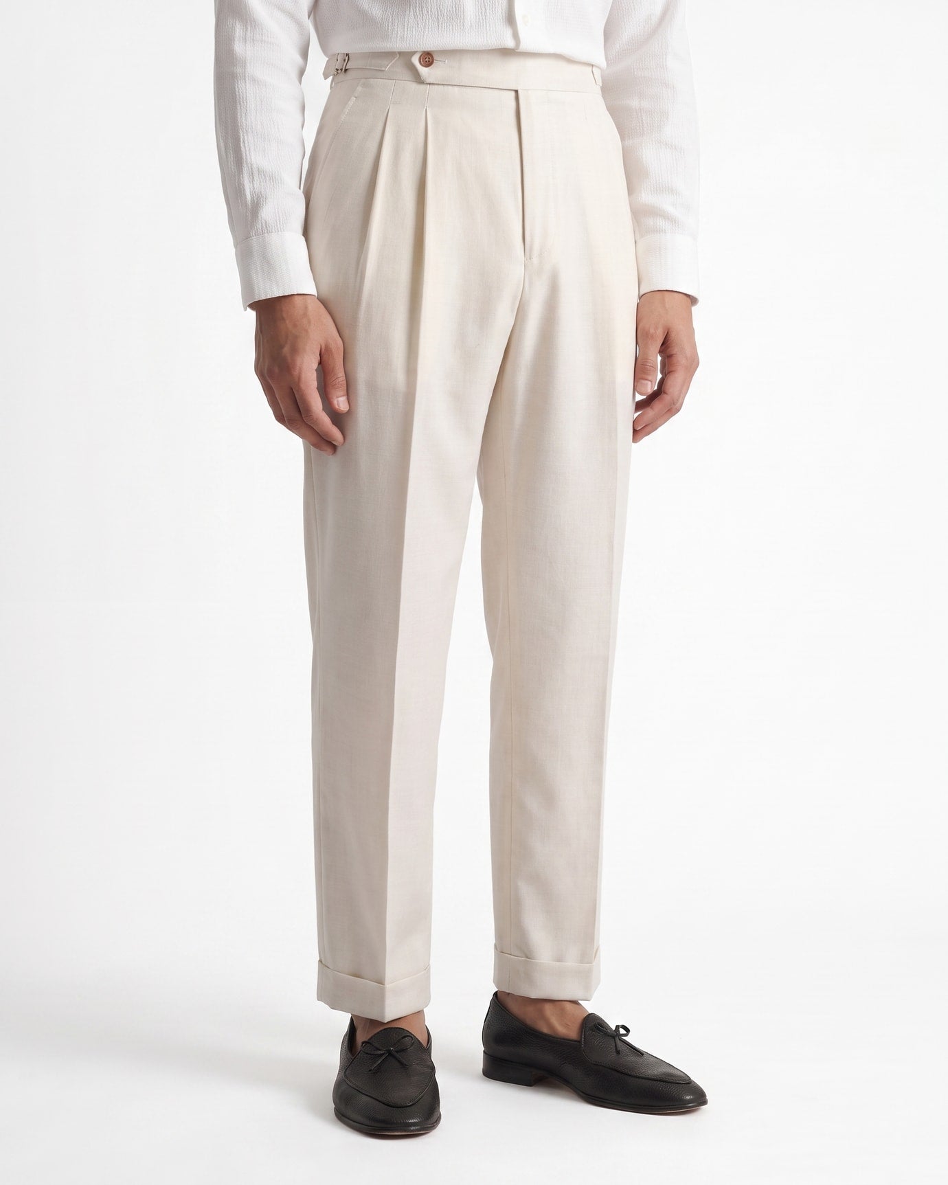 Napoli Neapolitan High-Waist Pleated Trousers Wrinkle-Resistant