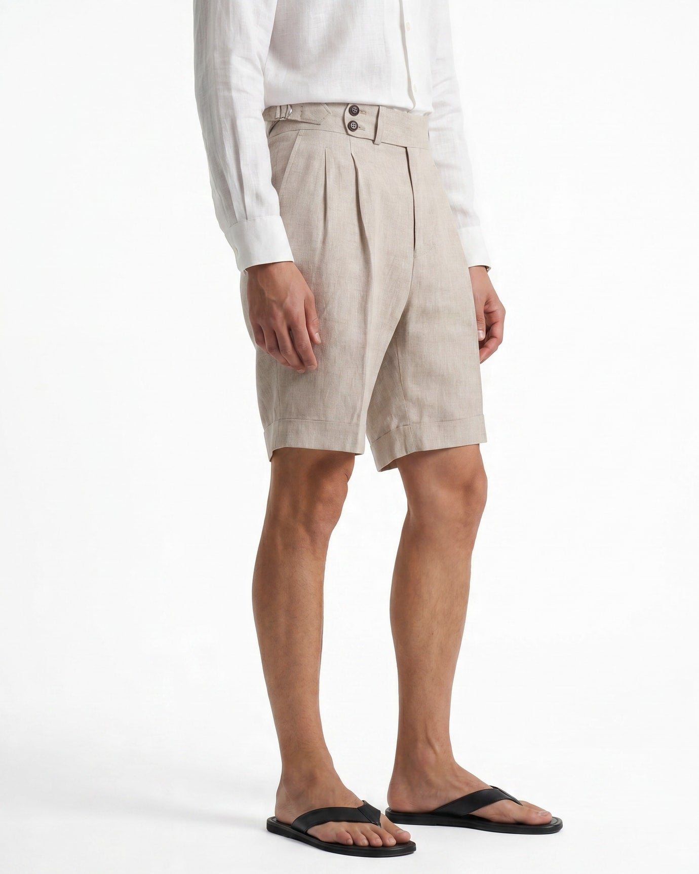 Double Pleated Linen Shorts