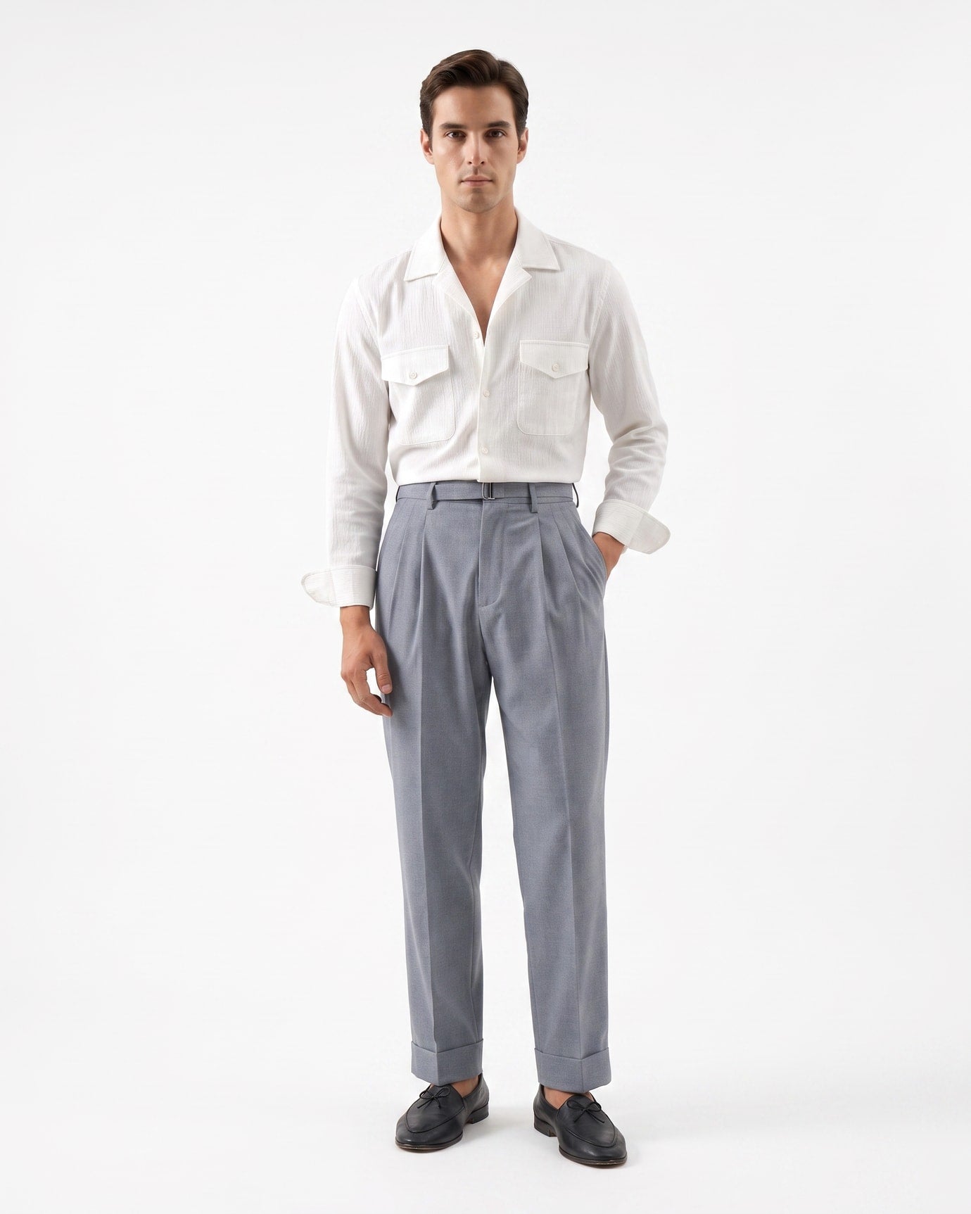 Comfortable Lightweight Straight Leg Trousers With Belt