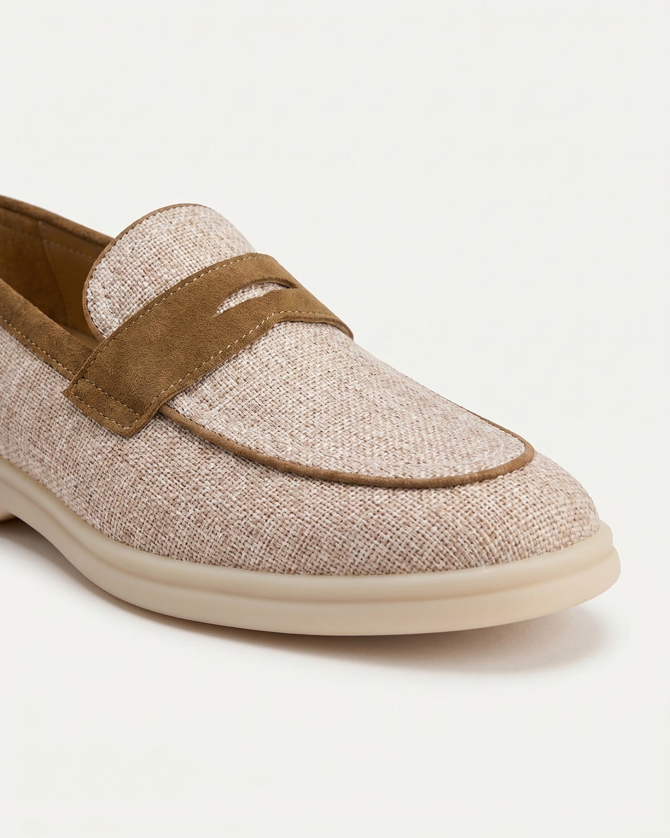 Retro Linen Leather Loafers