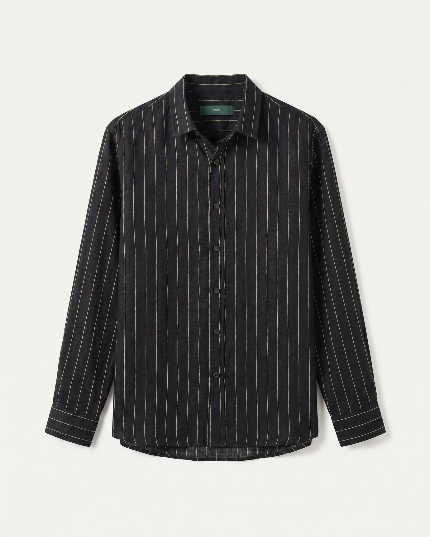 Black Yellow Striped Linen Shirt