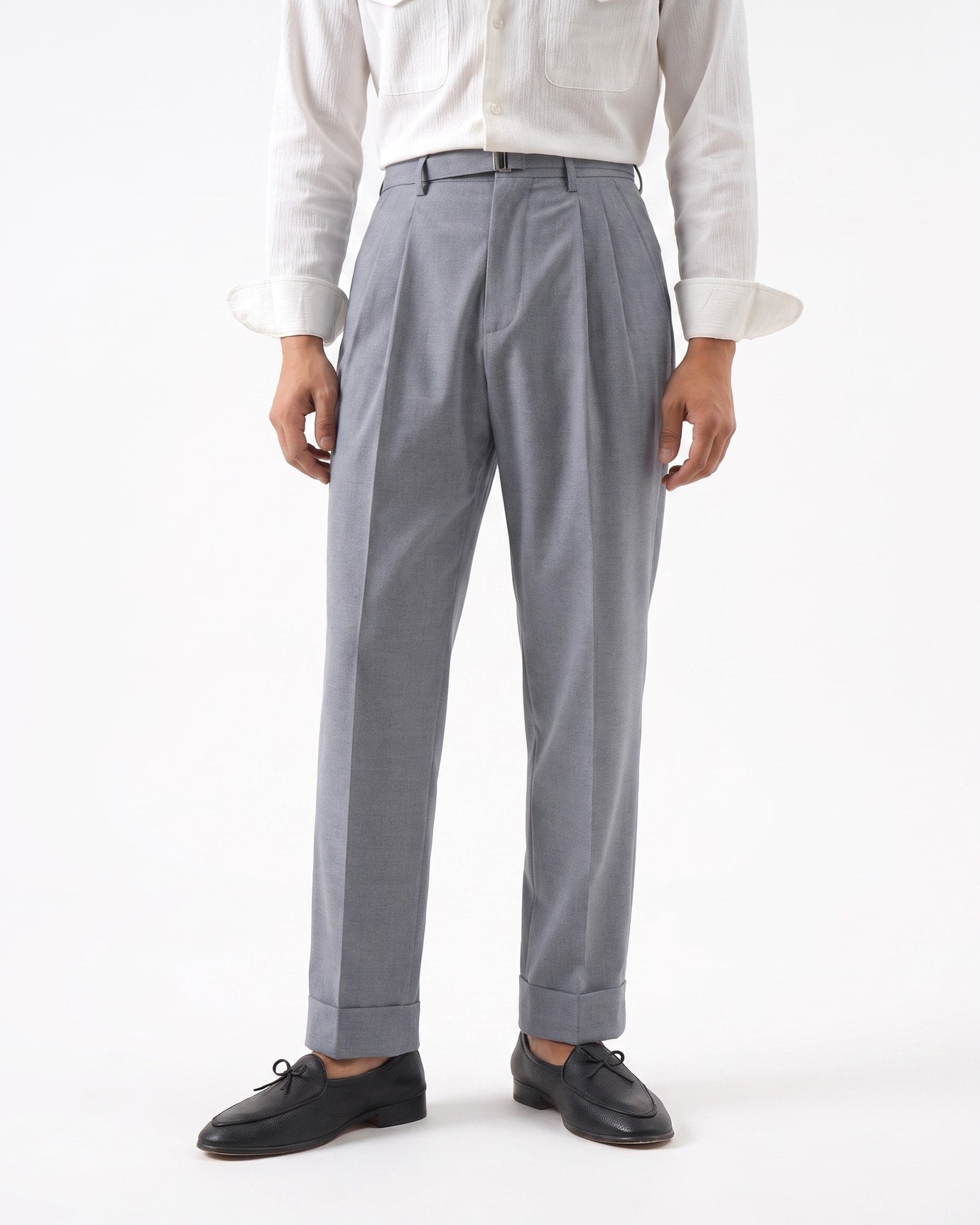 Comfortable Lightweight Straight Leg Trousers With Belt
