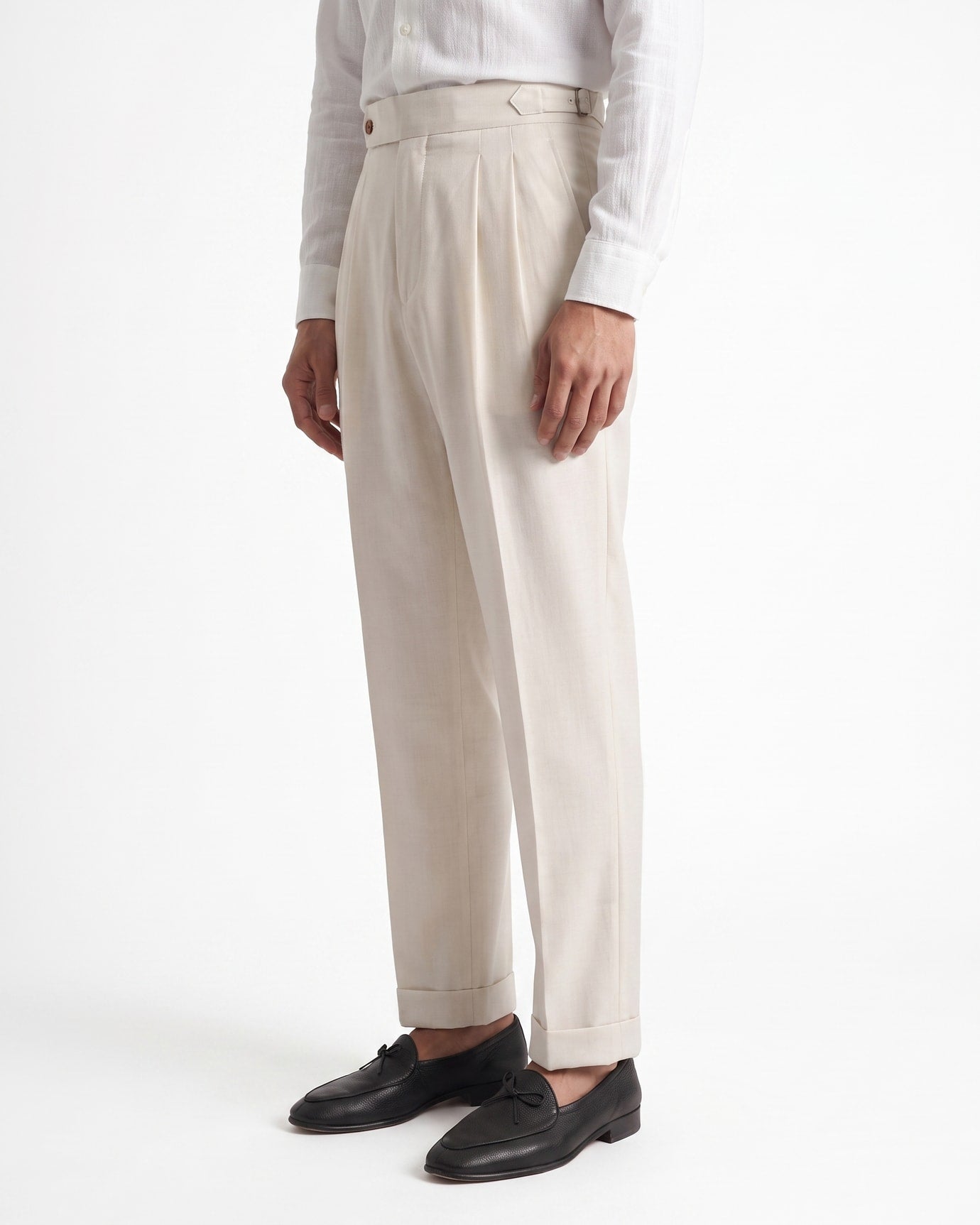 Napoli Neapolitan High-Waist Pleated Trousers Wrinkle-Resistant