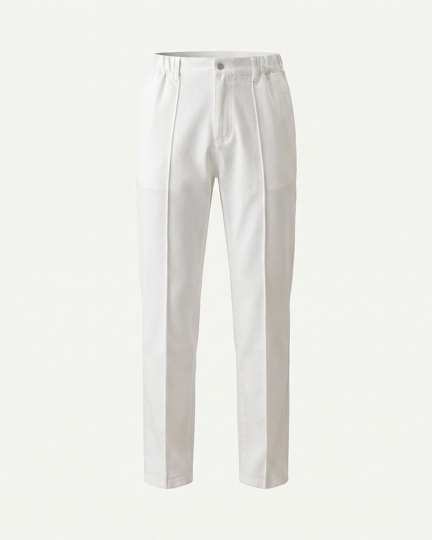 High-Waisted White Straight Leg Cotton Pants