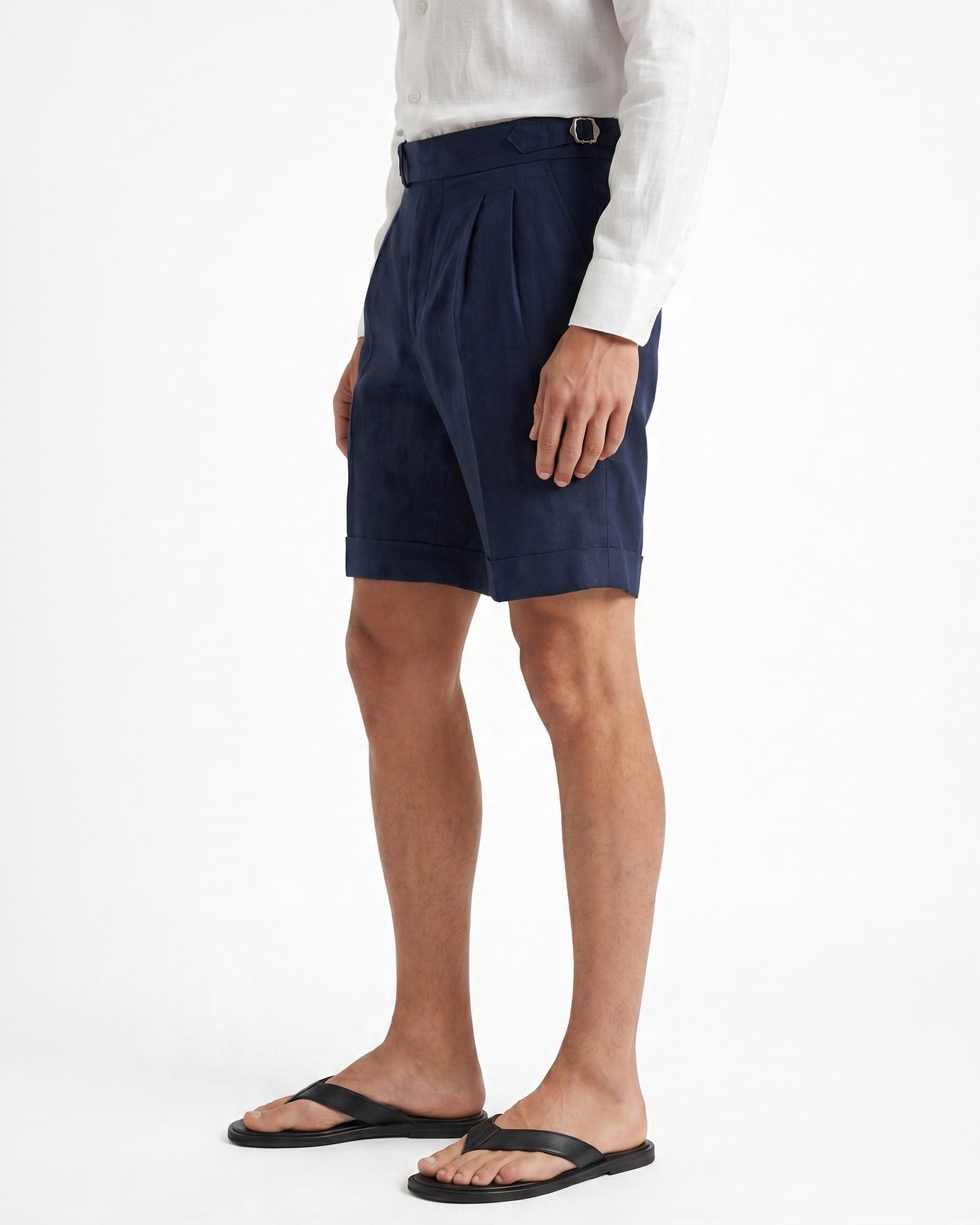 Double Pleated Linen Shorts
