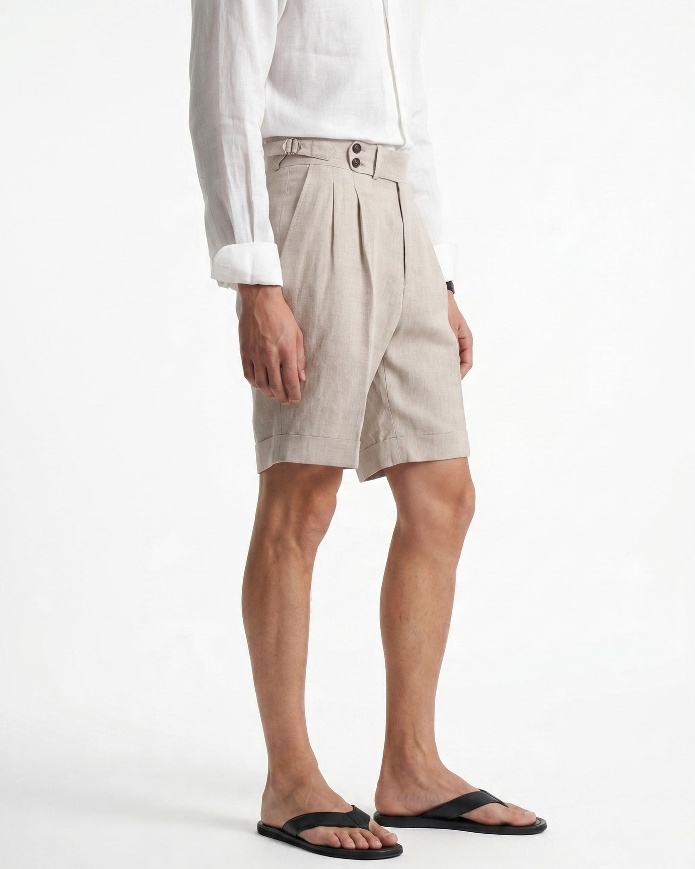 Double Pleated Linen Shorts
