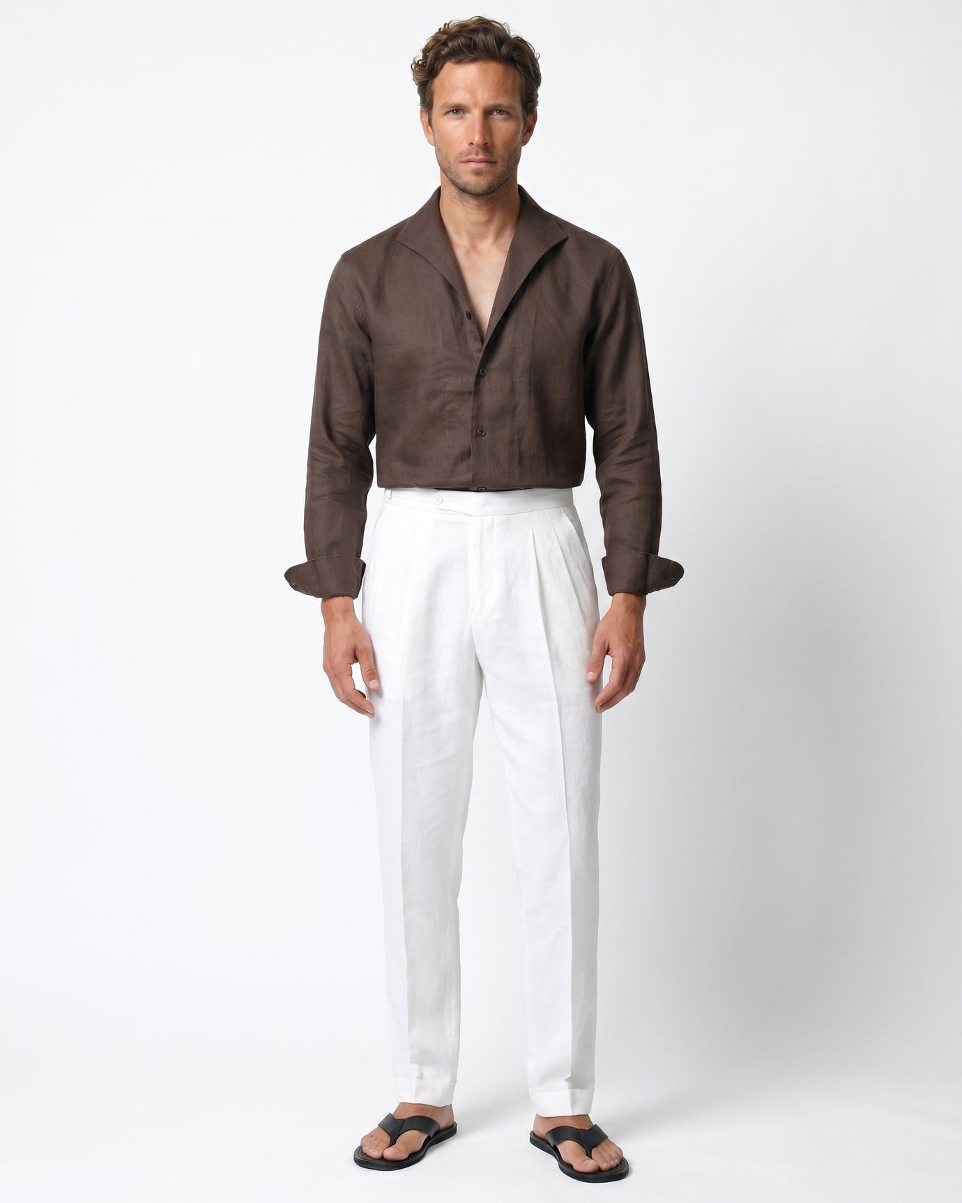 Marbella Square Collar Linen Shirt