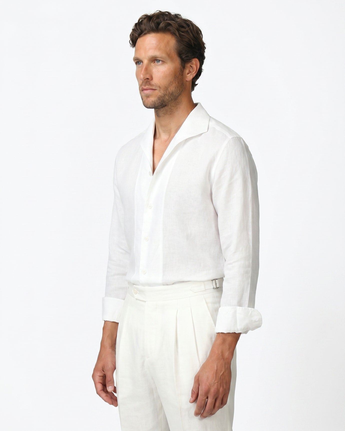 Marbella Square Collar Linen Shirt
