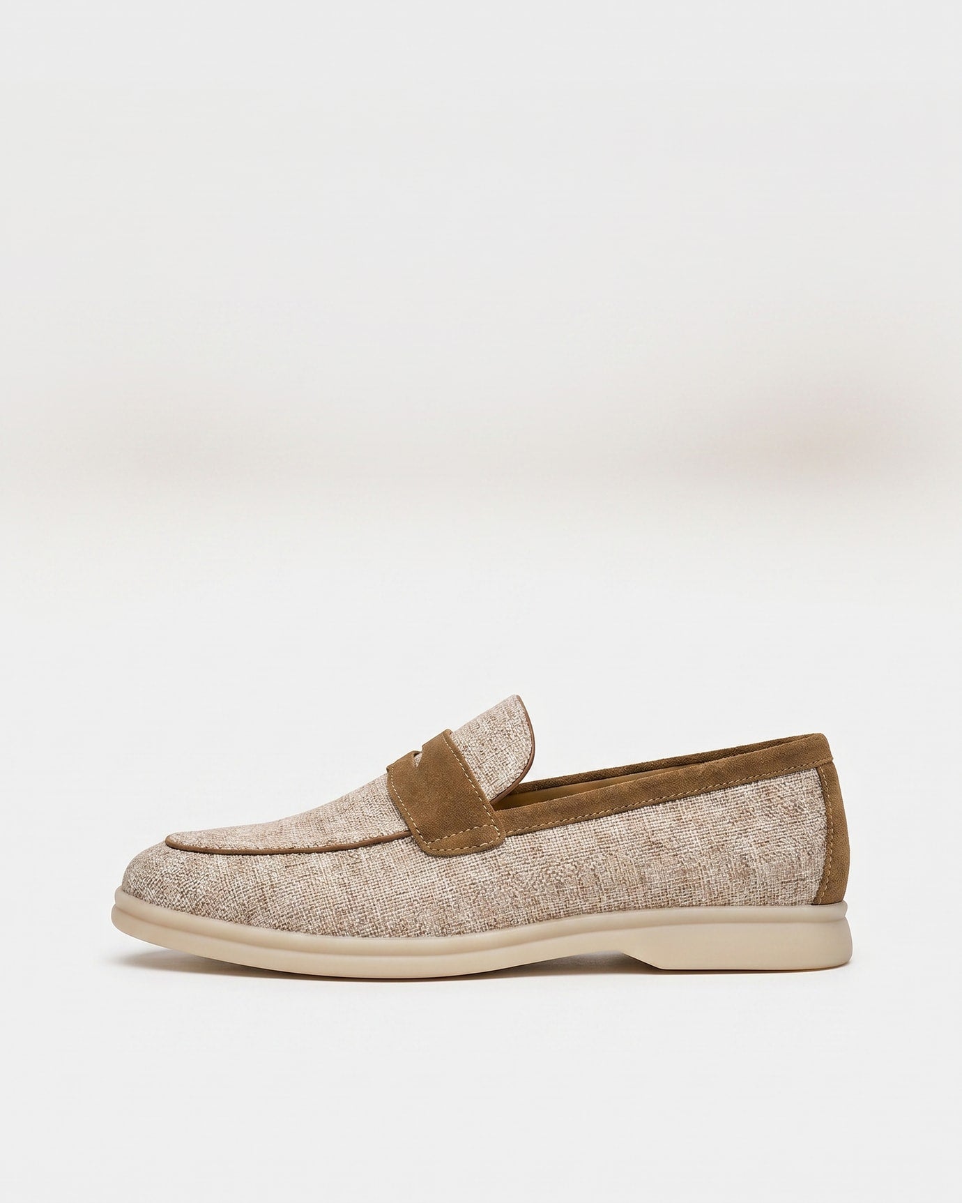 Retro Linen Leather Loafers