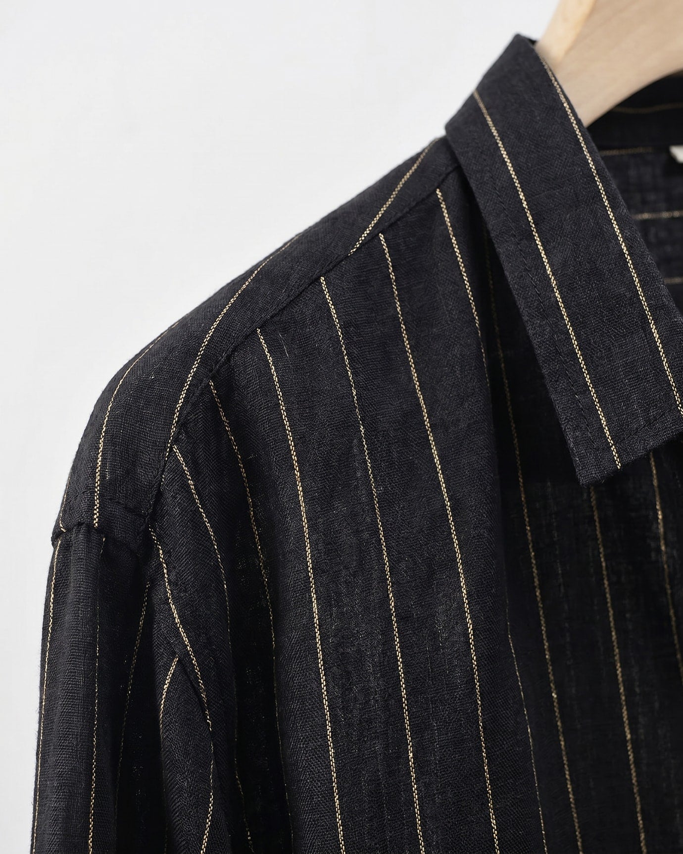 Black Yellow Striped Linen Shirt
