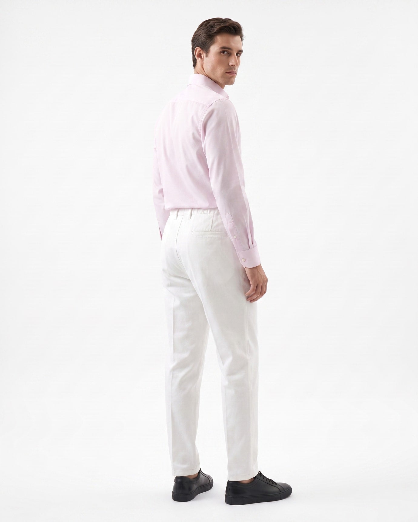 High-Waisted White Straight Leg Cotton Pants