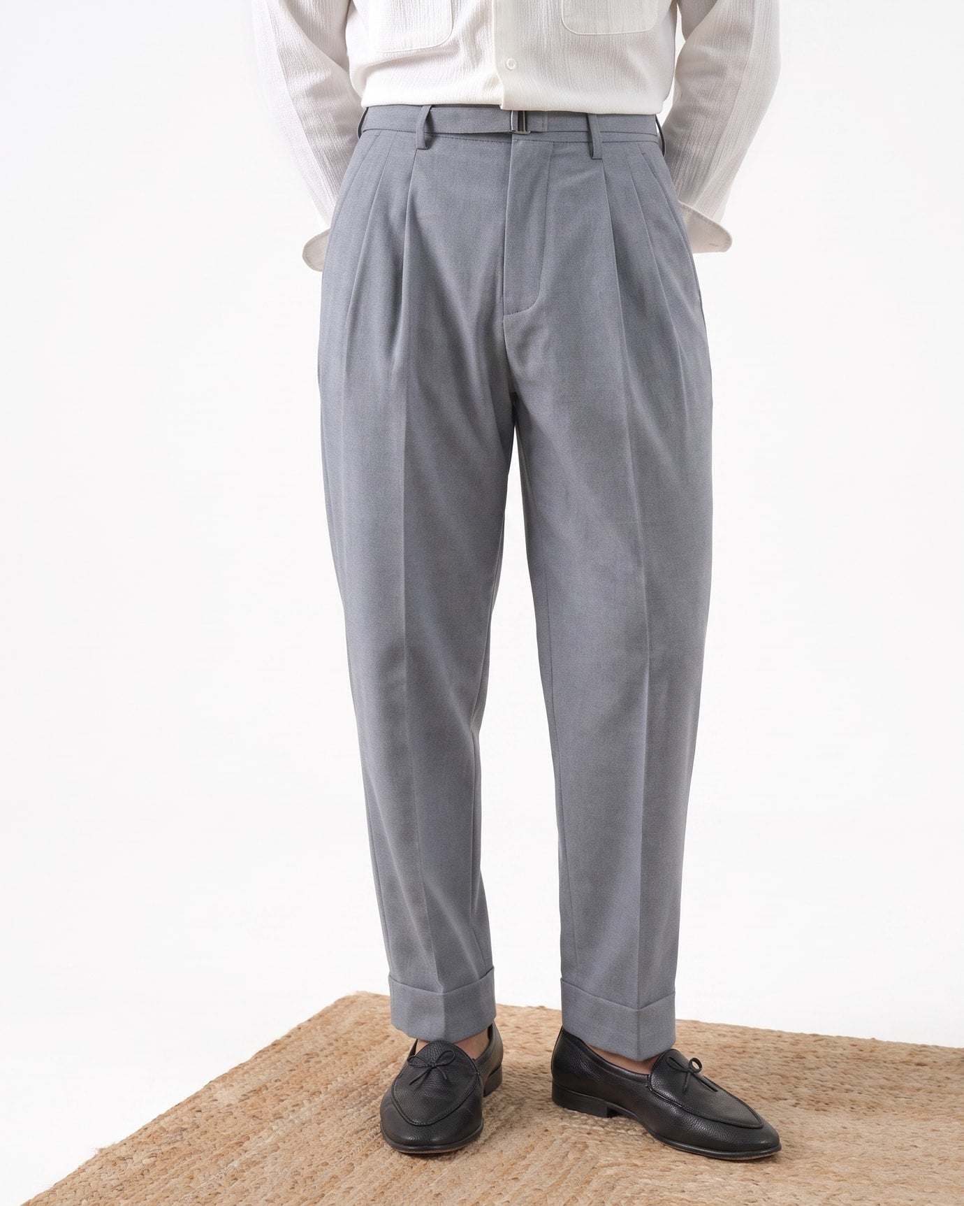 Comfortable Lightweight Straight Leg Trousers With Belt