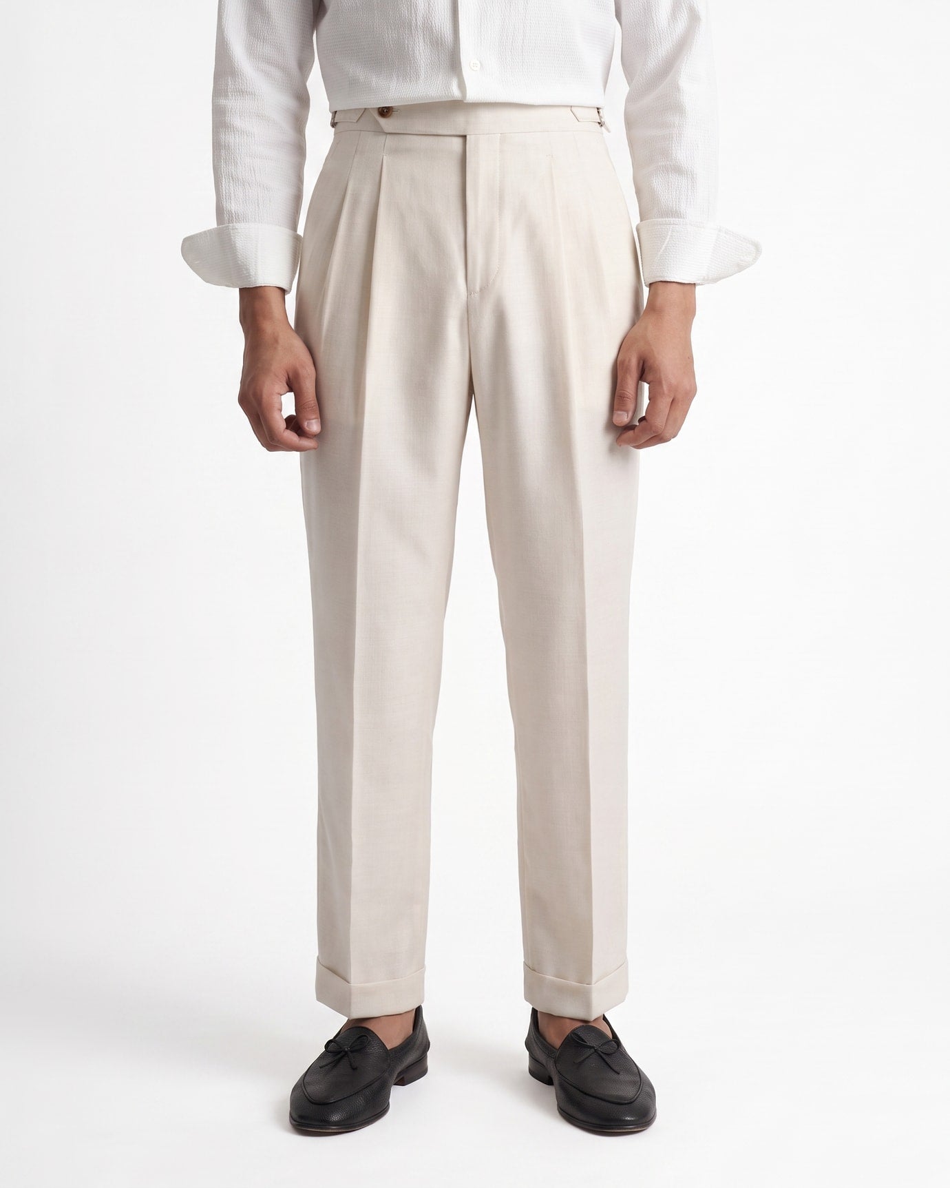 Napoli Neapolitan High-Waist Pleated Trousers Wrinkle-Resistant