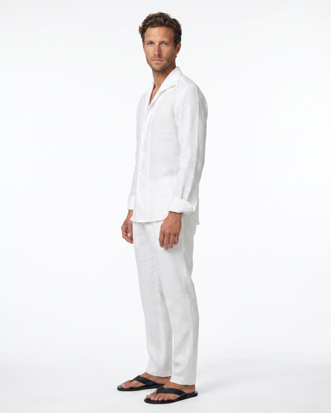 Marbella Square Collar Linen Shirt