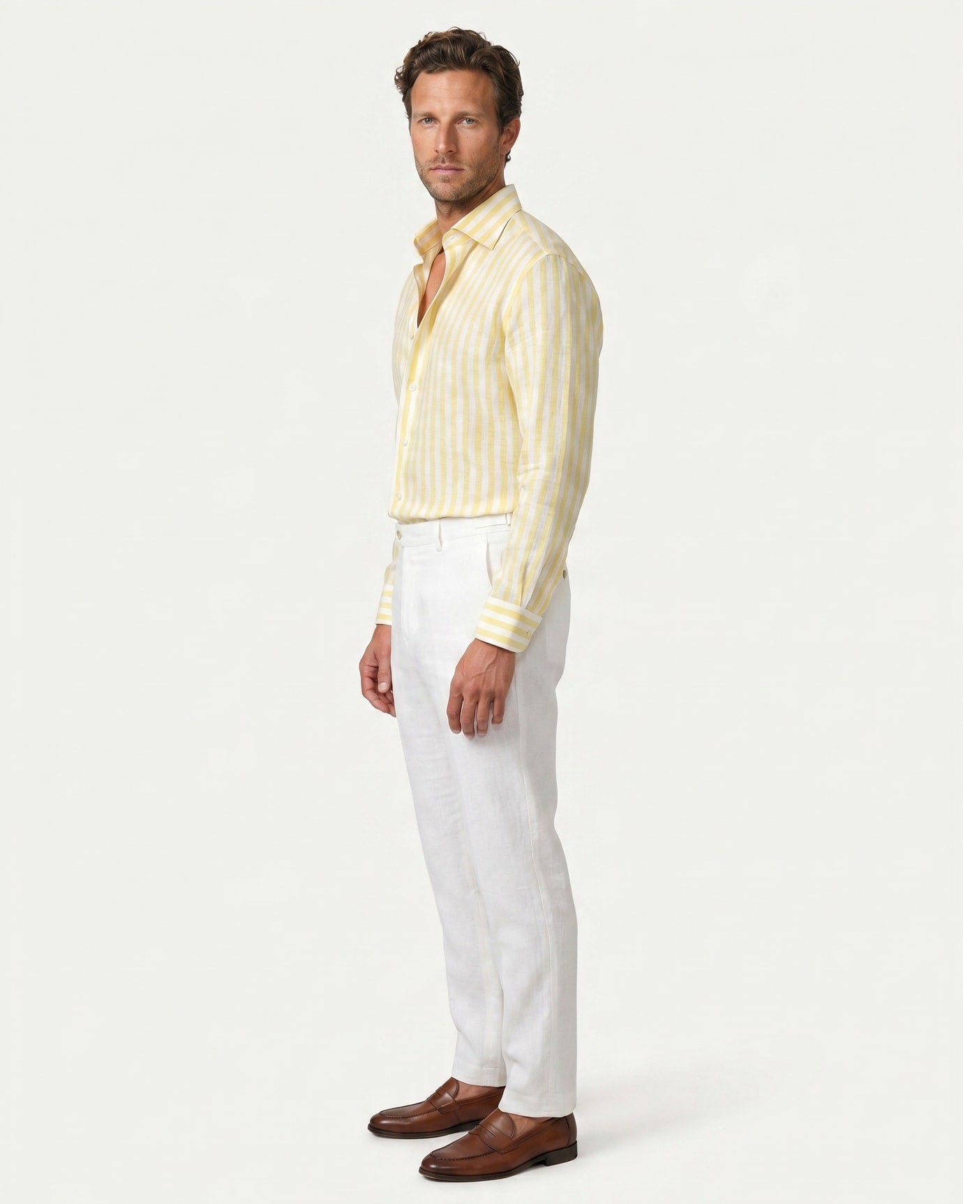Striped V Neck Linen Shirt