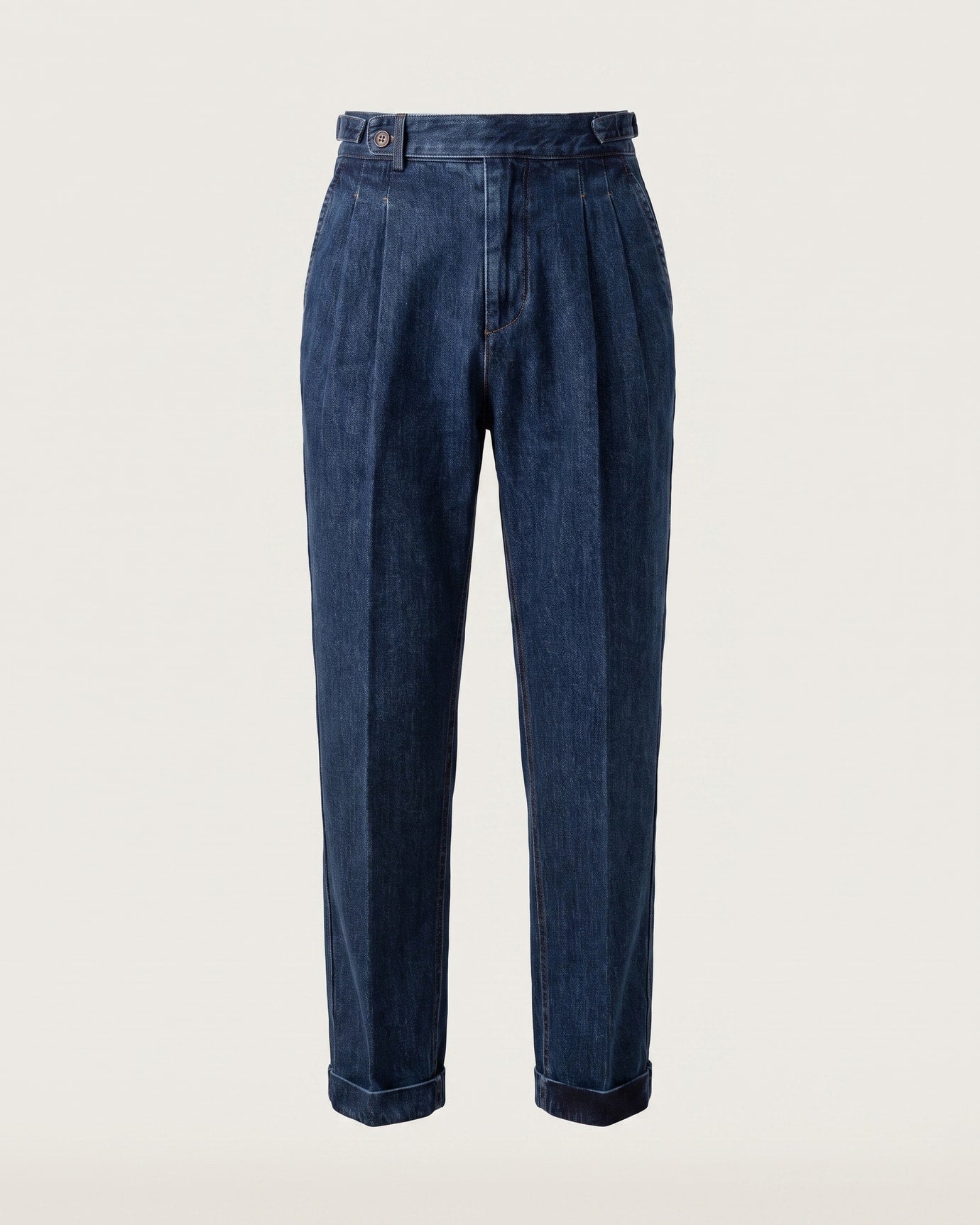 High-Waisted Retro Washed Cotton Straight Leg Jeans