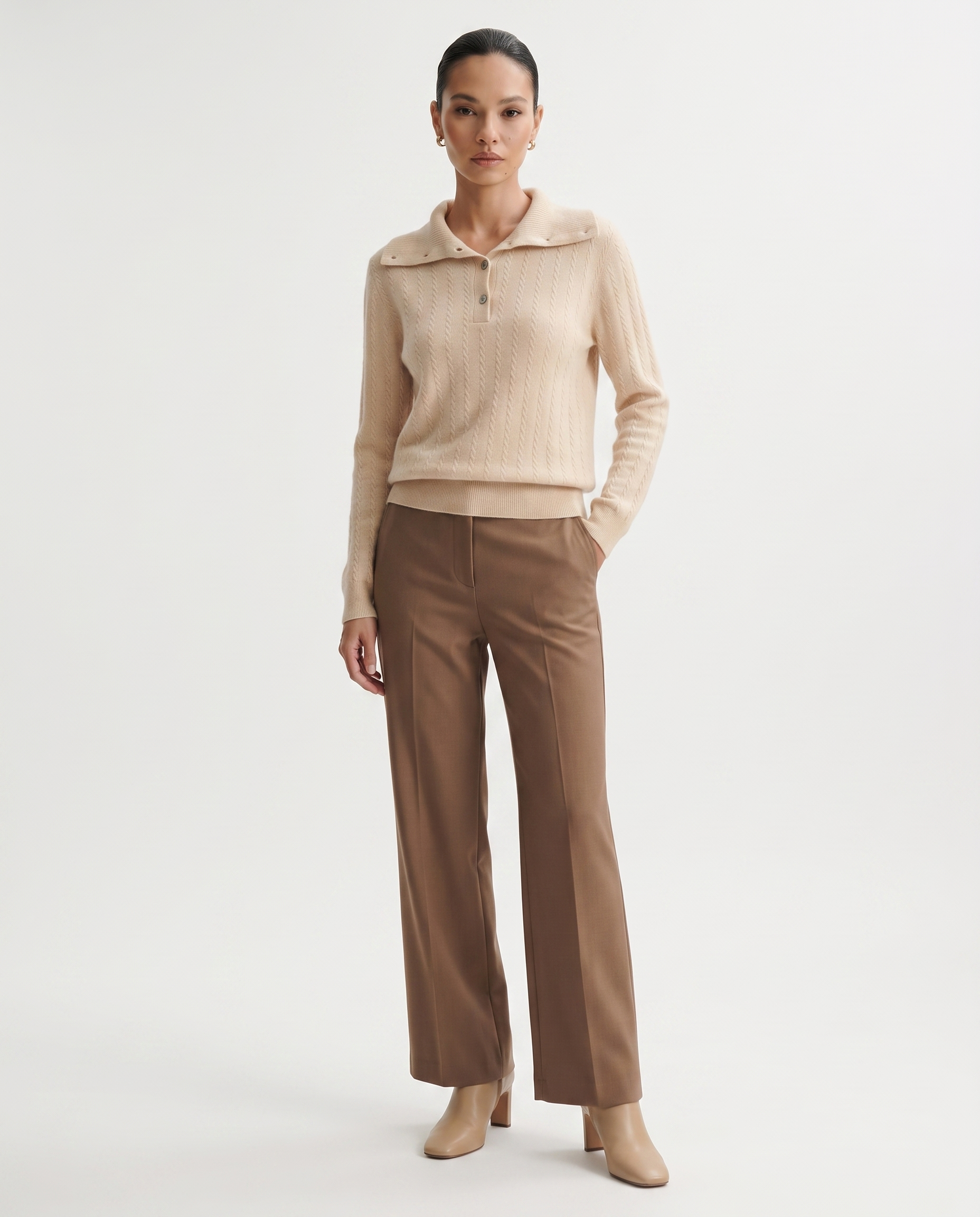 Cashmere Polo Button Collar Sweater